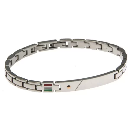 bracciale uomo incisione piastra acciaio e bandiera italiana bcc0440